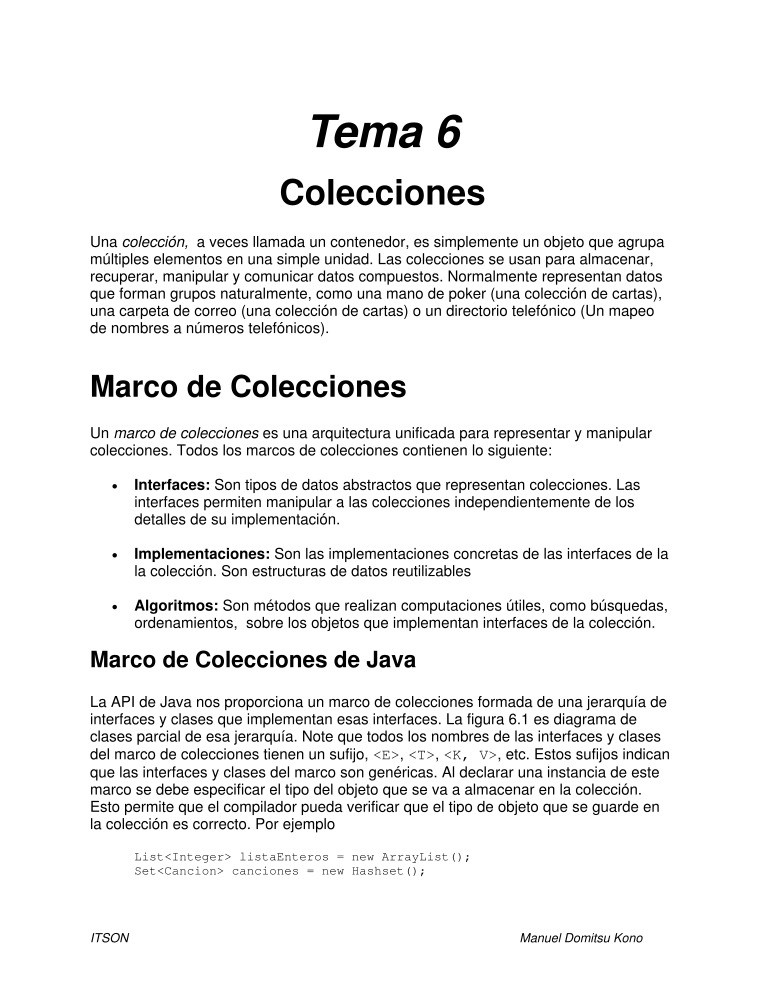 Imágen de pdf Tema 6 - Colecciones